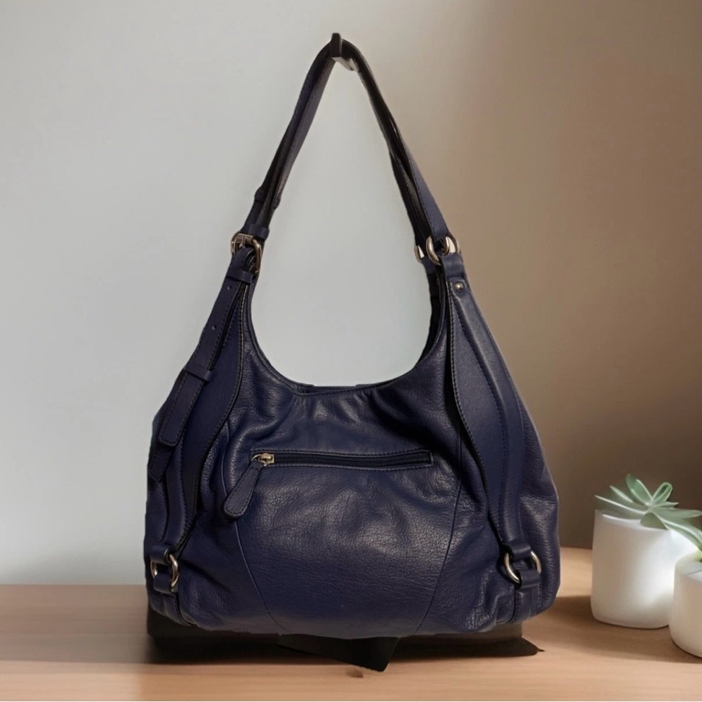 Barr & Barr New York Hobo Blue Shoulder Bag Leather Silver Hardware